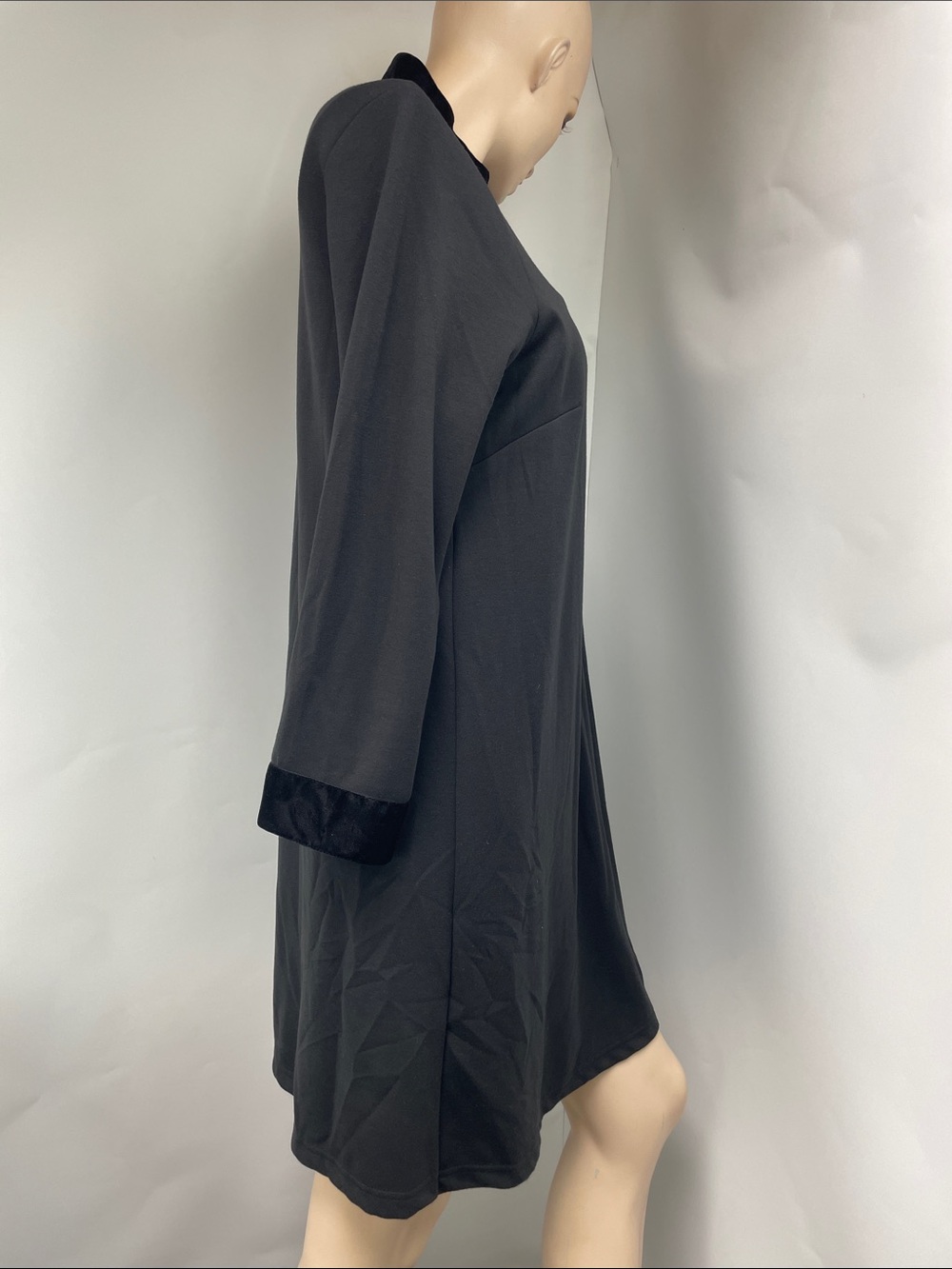 STS Black Midi Dress with Velvet Trim - Women's Tunic Dress, Size L - Picture 4 of 9